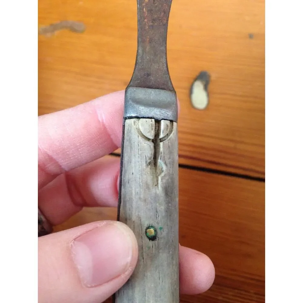 Antique 1800s Civil War Era Steel Tines Wood Handle 3 Prong Fork Virginia Farm